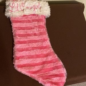 Lil Cowgirl Pink Striped Christmas Stocking